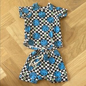 Blue and Black Geometric Pajama Set